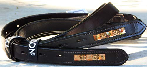 Tysons Breeches Liz Leder Steigbügelriemen Bügelriemen Steigbügel Riemen Strass Braun Schwarz Glitzer Strass Glitzerriemen 145 155 165 cm (165 cm, Dunkelbraun)