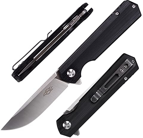 Firebird GANZO FH11S-BK Taschenmesser D2 Stahlklinge Ergonomischer G10 Anti-Rutsch-Griff mit Clip Camping Angeln Jagd Ausrüstung Outdoor Flipper EDC Taschenmesser (Schwarz)