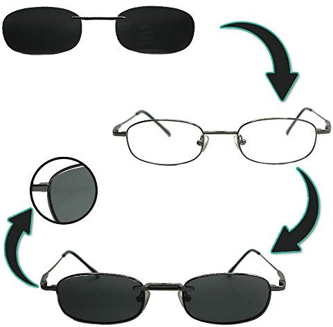 Brillenfassung Brille mit Sonnenclip polarisierend magnetisch Clip On Magnet Clip Brille rund oval eckig (oval, blau)