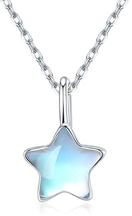CUOKA MIRACLE 925 Sterling Silber Mondstein Halskette mit Regenbogen Anhänger - Schmuck Geschenk für Damen Kinder Mädchen