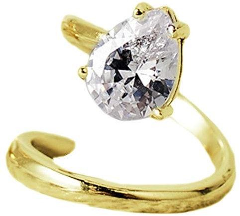 Helen de Lete 925 Sterling Silber Schicker Strass Einstellbar Nagel Ring (Golden)