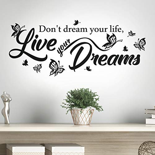 Live Dreams Wall Sticker Motivational Art Quote Family Kitchen Decal Home Decor Living Room Vinyl Decoration Mural Wallpaper DIY Removable transfers Dream Lettering Walls Stencils ispirational Black