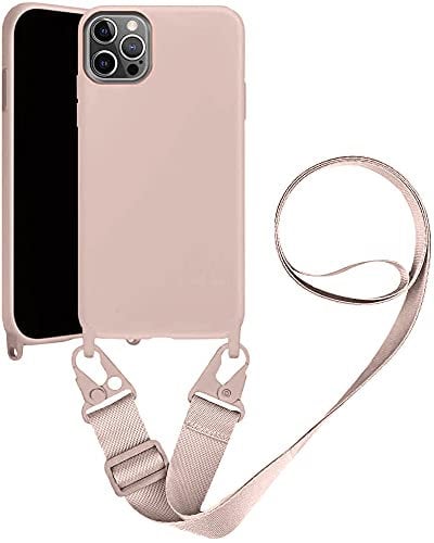 Neck Strap Cases Compatible with Apple iPhone 7 Plus/8 Plus Case Soft Crossbody TPU Case with Adjustable Lanyard Cord Shockproof Silicone Gel Cover Shell(Sand Pink)