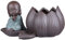 YARNOW Pot De Fleurs Zen en Céramique Jardinière De Style Chinois Sable avec Motif Jonquille pour Salon