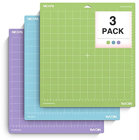 Nicapa Variety Grip Cutting Mats for Cricut Maker 3 Explore Air 3/Air 2/ Maker Accessories 3 Pack 12x12 Adhesive Non-Slip Durable Plotter Mat