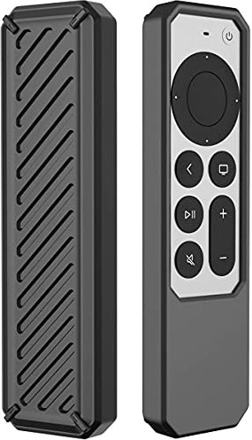 Custodia in silicone per telecomando Siri (2° Gen) 2021, leggera, antiurto, antiscivolo, in gomma, per Apple 4K HD TV Siri Remote (2° generazione) (nero)