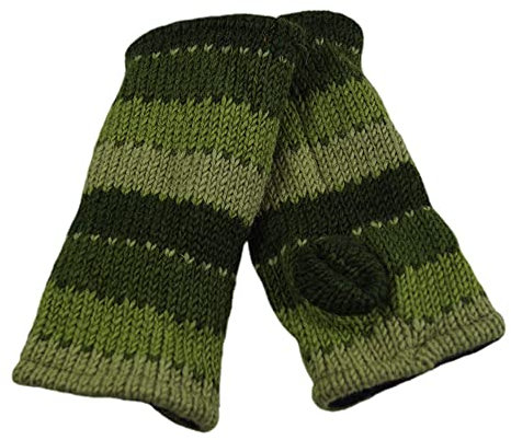 musimon Handstulpen Pulswärmer Stulpen gestrickt Wolle Fleecefutter (oliv)