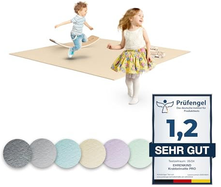 Ehrenkind® Krabbelmatte PRO | Extra dick und Soft | Made in Germany | Spielmatte Baby |Oeko-Tex 100 | Größe 180x120cm BEIGE