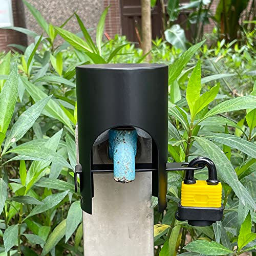 Wasserhahnschloss – Schwarz mit Schloss (75 mm Breite) – Außen-/Küchen-/Gartenschlauch verhindert Wasserdiebstahl, Kinderdiebstahl, verbessert die Wassereinsparung