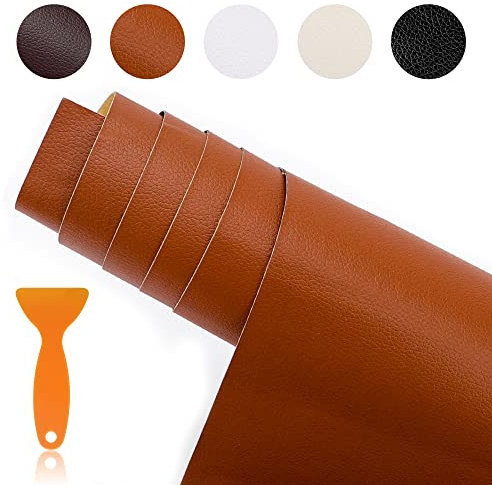 Kunstleder Selbstklebende Lederflicken, Leder Flicken Patch Kit Leder Reparatur Patch mit Schaber für Sofa, Möbel, Autositze, Taschen, Jacken, Kopfteil, Handtaschen(Kaffee, 35 * 137CM)