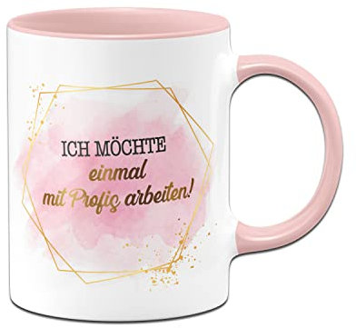 Tassenbrennerei Original Tasse mit Spruch Ich möchte einmal mit Profis arbeiten - Lady Boss Edition im Gold Design - Büro Kaffeetasse lustig als Geschenk für Arbeitskollegin, Kollegen (Rosa)
