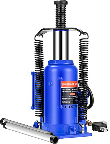 SPECSTAR Pneumatischer hydraulischer Wagenheber mit manueller Handpumpe, 20 Tonnen, strapazierfähig, für Auto, LKW, Reise, Anhänger, Reparatur, Aufzug, Blau