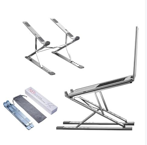 Support Ordinateur Portable, Support Pc Portable 7 + 9 Niveaux Réglables, Support Ordinateur en Antidérapant Aluminium Ventilé, Laptop Stand Ergonomique Compatible avec MacBook Pro/Air 10-17 Pouces