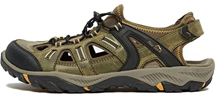 Peter Storm Men's Solva Closed Toe Leather Walking Sandals with Shock Cord Fastening, Summer, Outdoors (Green, UK Footwear Size System, Adult, Men, Numeric, Medium, 9)