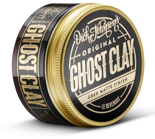Dick Johnson Ghost Clay 100 ml – Mattes Haarwachs Männer auf Tonerdebasis mit süßem Duft – Flexibler Halt für kurzes bis mittellanges Haar – Easyhold Styling Wax für natürlichen Look