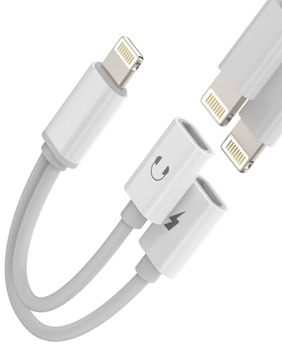 Adaptador Lightning a Jack Auriculares 3 5 mm para Apple Aux Splitter (2in1) Carga rápida HD Doble Puerto Cable MFi certificado para iPhone 14 13 12 11 Pro Max XS XR X SE 8 7 6s Plus para iPad IP-BFX