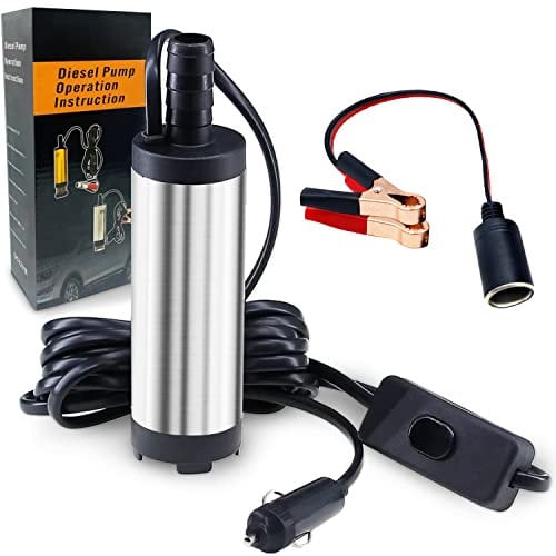 Fuel Transfer Pump,Diesel Pump DC 12V 38MM Transfer Pump Water Pump Submersible Pump with Adapter Clip for Vehicle Camper Truck Caravan Motorhome