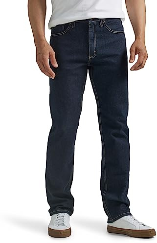Wrangler Men's Free-to-Stretch Regular Fit Jean, Rinse Denim, 34W x 32L