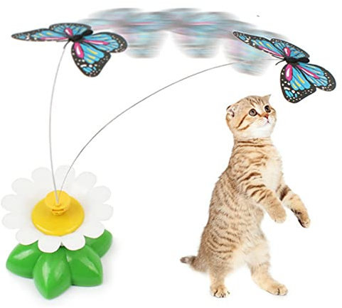 Pssopp Automatisches Katzenspielzeug Lustige Übung Elektronisches Schmetterlings Kätzchen Spielzeug Katzen Teaser Spielzeug für Indoor Haustier Katzen Kätzchen