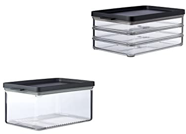 Mepal 2-TLG. Frischhaltedosen Starter-Set Meat and Cheese Omnia Vorratsdose - Käsedose - ideal für die Aufbewahrung von Lebensmitteln - Luftdicht & spülmaschinenfest - Nordic Black