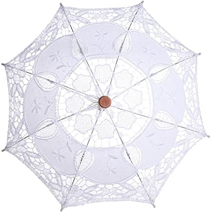 Paraguas De Encaje, Sombrilla De Encaje De Algodón Vintage, Sombrillas Para El Sol Para La Decoración Del Banquete De Boda Nupcial Accesorios Para Fotos Accesorios Para Disfraces Dama(Large-Blanco)