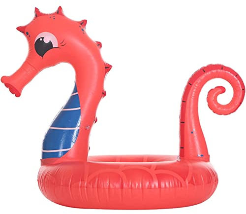 ZUMAHA Plié Anneau de Natation en Forme d'hippocampe Rouge, Matelas Gonflable 150 * 120 * 110CM, Flotteur de Piscine Gonflable pour Adultes, Tube de Bain épaissi Drôle
