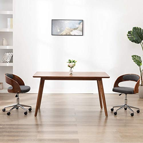 YUHI-HQYD Drehbarer Bürostuhl,Lernstuhl,Home Office Stuhl,Frisiertisch-Stuhl,Sessel,Kosmetischer Stuhl,Chefsessel,Arbeitsstuhl,Gepolsterter Stuhl, für Schlafzimmer,Büro,Grau Bugholz und Stoff