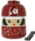 JapanBargain 3373, Japanese Cute Kokeshi Doll Lunch Box Bento Box, Red Kokeshi Geisha Doll with Sakura Pattern, Made in Japan