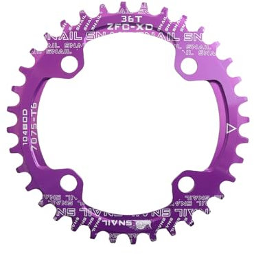 DJC Kettenblatt 104BCD Rund/Oval 30t 32t 34t 36t 42t 48t 50t Zähne schmal n breit 7/8/9/10/11/12 Gang Ultraleichte Platte MTB Mountainbike 104 BCD Kettenrad Schnecke (5# Rund Lila, 36T)