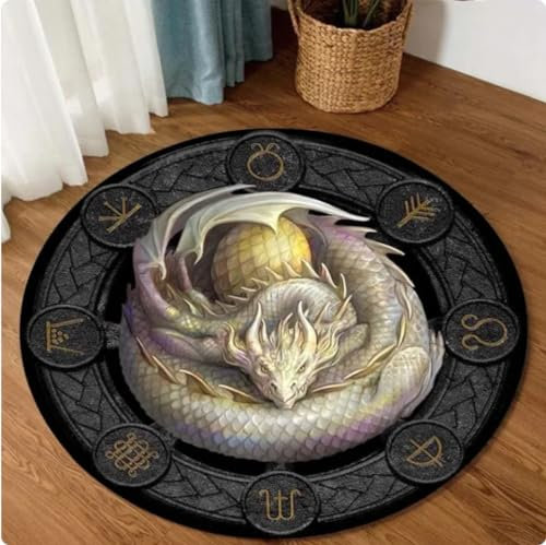 CUTSKY Drache runder Teppich uraltes Tier chinesischer Drache Wohnzimmer Schlafzimmer Teppich Stuhl Matte Home Decor 160cm