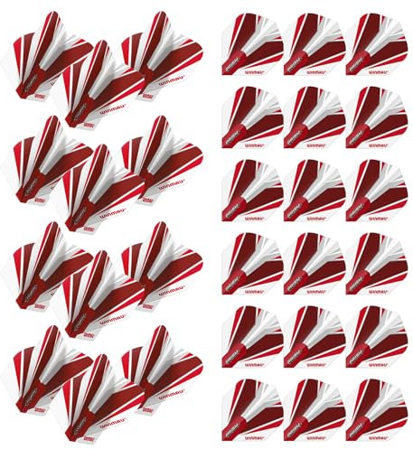 WINMAU Prism Alpha White & Red Extra Thick Dart Flights, 10 Sets pro Packung (30 Dart-Flights insgesamt)