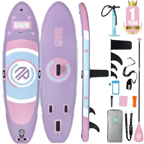 Niphean Stand Up Paddling Board, 305cm Aufblasbare SUP Board mit Stabilen Flossen und Strapazierfähigem Zubehör - Stand Up Paddle, Ideal für Anfänger im Stand Up Paddling und Yoga auf dem Wasser