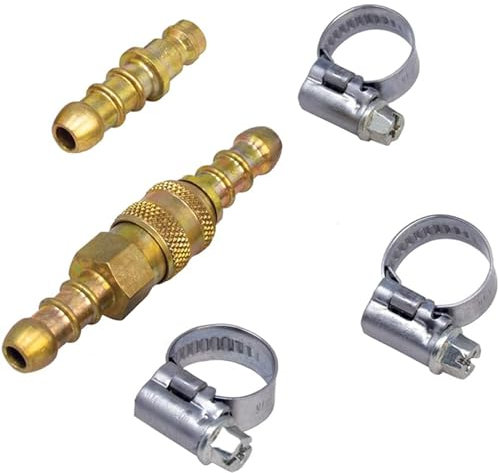 Hamilton Gas Products Quick Release Gas Hose Coupling with Clips & Spare Nozzle - 8mm Inline | LPG Brass Fitting for Propane or Butane Gas Hose Connection