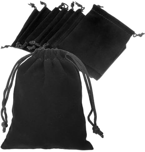 Telooco 20 Stück Schmuckbeutel Samtbeutel mit Kordelzug 8x10cm Schmucksäckchen Kleine Halskette Ohrringe Schmuck Samtsäckchen Schwarz Klein Samtbeutel für Hochzeit Weihnachten Süßigkeiten