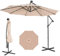 TANGZON 10 FT/3M Outdoor Cantilever Umbrella with 32 LED Lights, Garden Parasol with 8 Sturdy Ribs, Easy Tilt Mechanism, Steel Base, Patio Market Offset Umbrella for Backyard Pool Lawn (Beige)