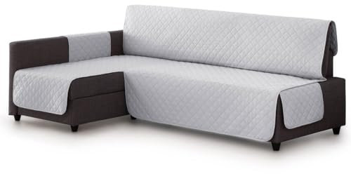 Gepolsterter Sofaüberwurf MALLORCA. Chaiselongue-Bezug bis 215 cm. Maximale Anpassungsfähigkeit und weiches Gefühl, maschinenwaschbar, kompatibel mit Sofa Friheten, Eckteil links, Hellgrau C21