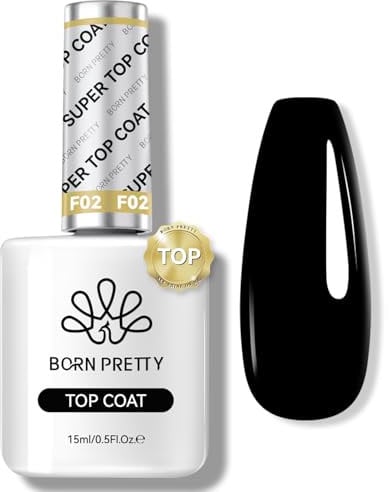 BORN PRETTY Gel Nail Polish Top Coat 15ml No Wipe Top Gel Coat High Gloss Shiny Long-Lasting Clear Gel Top Coat Soak Off U V LED Nail Gel Home DIY Manicure and Nail Salon