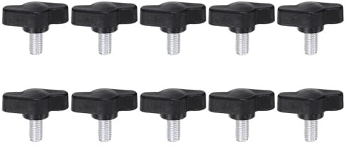 QUARKZMAN 10Pcs Vis de Serrage Étoile à Oreilles M6 x 12mm Filetage Mâle 27mm Tête en Plastique Vis de Serrage Étoile Poignées Réglables de Serrage à Main, Noir