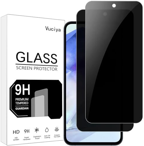 Vuciya Lot de 2 Protection Écran Anti-Espion pour Samsung Galaxy A55 5G / Galaxy A35 5G Verre Trempé 9H Dureté Vitre Film Résistant aux Rayures pour Galaxy A55 5G