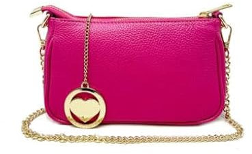 Chicca Borse Borsetta da donna in pelle, borsa a tracolla clutch (Fucsia)