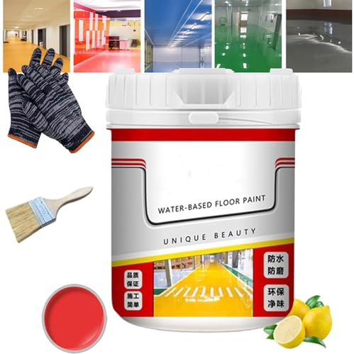 Vgpbphj Nante Wind Paint, Quick-Dry Anti-Slip Water-Based Floor Paint, Gold Silk Waterproof Epoxy Floor Paint for Interior & Exterior (Red)