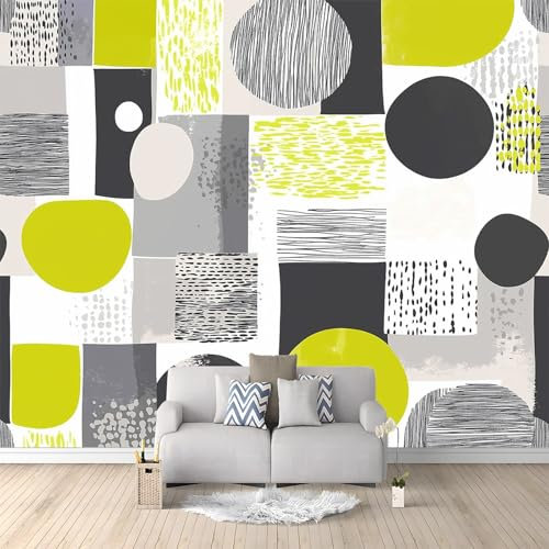 Tapete Fototapete 400 x 280 cm Grau Tapeten Muster Abstrakte Geometrische Kreise, Vliestapete Tapete Wanddeko Ideen Wohnzimmer Schlafzimmer Küche Tapete für Design Liebhaber