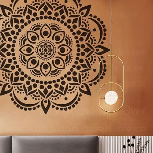 80 cm große runde Mandala-Blumenschablonen für Wände zum Bemalen und Dekorieren an der Wanddekoration, Vorlagen, Basteln, Möbelkitt, wiederverwendbar, Kühlschränke, großer Boden, elektrisch