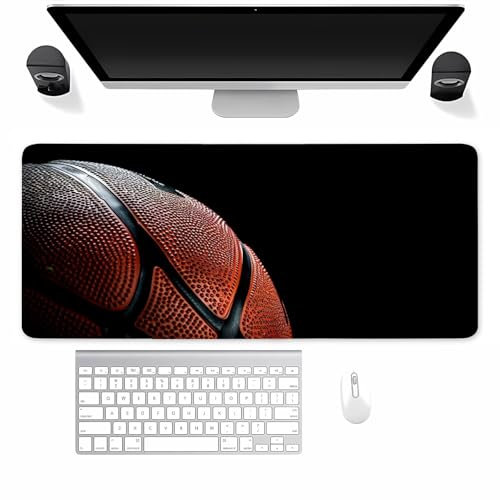 Gaming Mauspad XXL Basketball Mousepad 700x300x3mm Verlängertes groß Mauspad mit vernähten Kanten Waschbares Tischunterlage für Büro, Zuhause, Tastatur