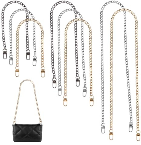 8 Piezas Cadenas de Bolsa Oro Plateado, Cadenas para Bolsos Set de Mujer