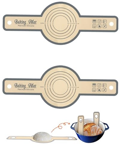 Gurxi 2 Stück Silikon brotschlinge silikonbackmatte silikonmatte Backen silikon-brotschlinge Wiederverwendbare Silikon Backmatte Lange Griffe Teig Brotschlinge Backmatte