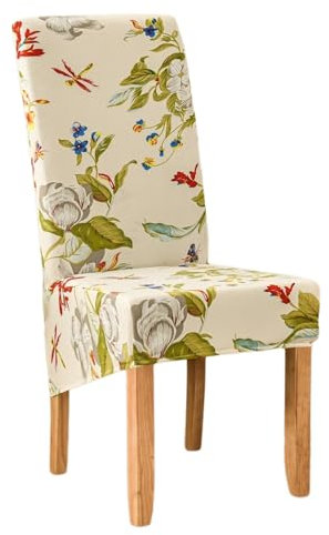 EBETA 6er Elastische Stuhlbezug Groß Stuhlhussen Stretchhusse, Stretch Stuhlbezüge Hunssen für große Esszimmerstühle Waschbar (Frühling)
