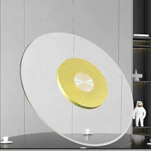 BTOIASYHF 90 cm Tempered Glass Turntable, Large Lazy Susan Turntable for Dining Table, Transparent Rotating Serving Plate for Sharing Food (Gold, 100 cm (39 inches))