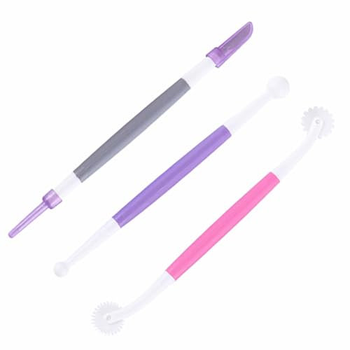 Cake Decorating Kit 3 Pcs/Set Fondant Cake Decorating Tools, Icing Modelling Flower Patterns Pastry Carving Cutter Needle Tool Sugar Cookie Baking Scribe Tool Marking Patterns Icing Sugar