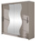 Kleiderschrank mit Spiegel Begas, Schwebetürenschrank, Schiebetürenschrank, Modernes Schlafzimmerschrank, Garderobe, Schlafzimmer (Cashmere)